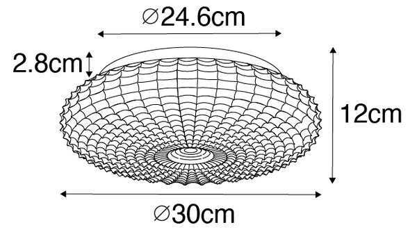 Plafonieră clasică neagră cu sticlă fumurie 30 cm IP44 - Nohmi
