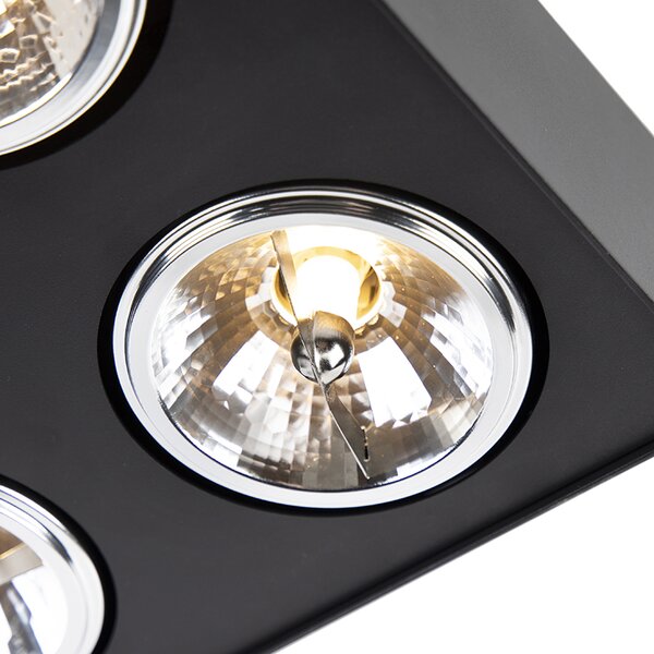 Spotlight de design negru pătrat cu 4 lumini - Kaya