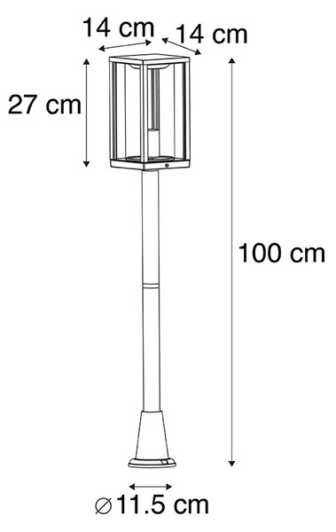 Lampă de exterior cu picior neagră 100 cm cu țăruș de pământ și glandă pentru cablu - Charlois