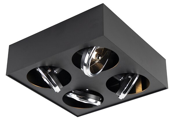 Spotlight de design negru pătrat cu 4 lumini - Kaya