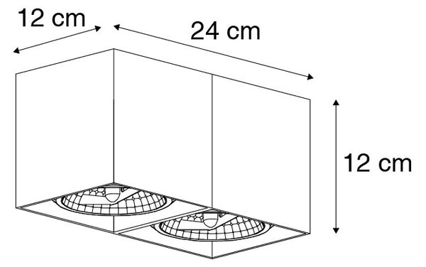 Spotlight de design negru dreptunghiular cu 2 lumini - Box