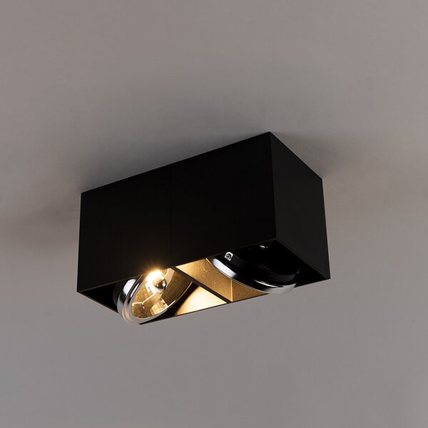 Spotlight de design negru dreptunghiular cu 2 lumini - Box