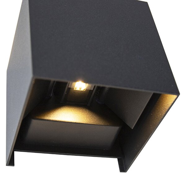 Aplică de perete exterioară neagră cu LED 2 lumini IP54 - Edwin