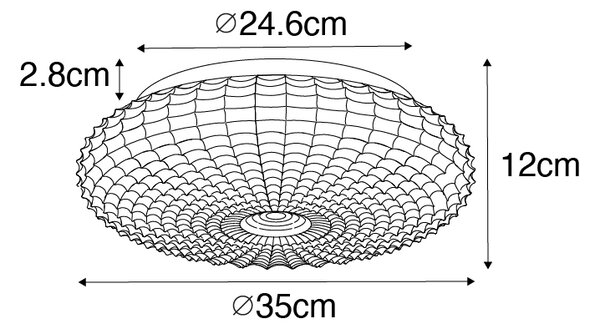 Plafoniera clasică neagră cu sticlă opalescentă 35 cm IP44 - Nohmi