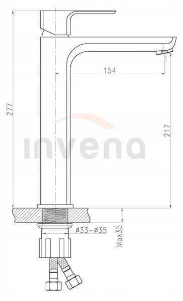 Invena Nyks, baterie lavoar inalta, crom lucios, INV-BU-28-W01-S