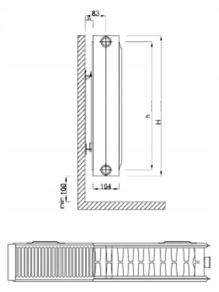 Invena Prov K22, radiator panou 550x700 mm cu accesorii 1179W si racord lateral, alb, INV-UG-91-557-A