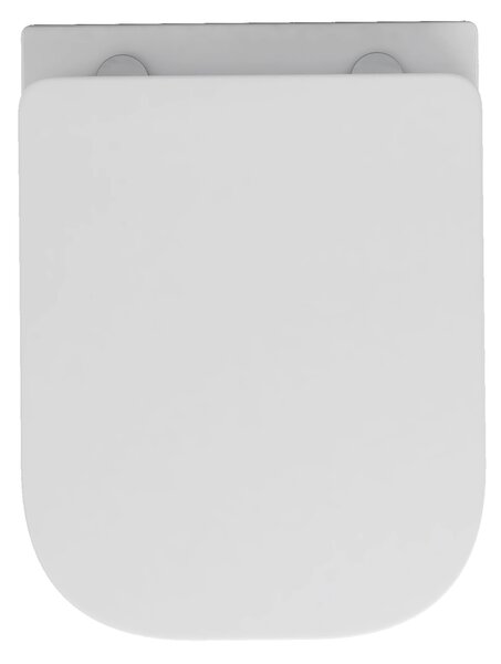 Invena Paros, vas WC suspendat Rimless 465x350x360 mm + scaun toaleta SLIM cu inchidere lenta, alb lucios, INV-CE-90-001-W