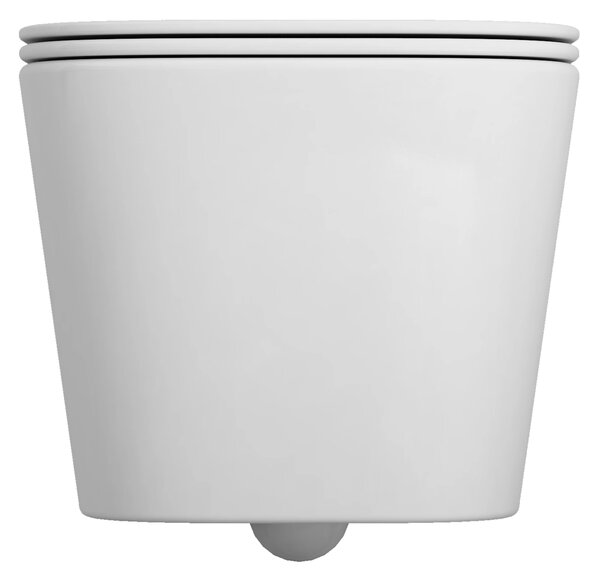 Invena Paros, vas WC suspendat Rimless 465x350x360 mm + scaun toaleta SLIM cu inchidere lenta, alb lucios, INV-CE-90-001-W