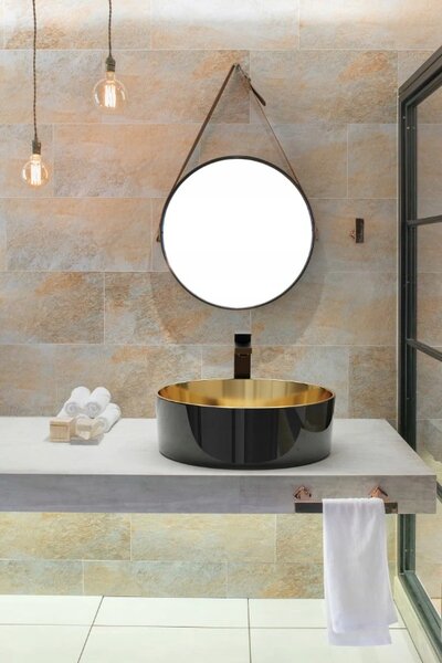 Invena Paros, baterie pentru lavoar înalt, negru mat, INV-BU-09-W04-A