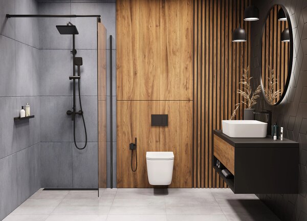 Invena Paros, vas WC suspendat Rimless 465x350x360 mm + scaun toaleta SLIM cu inchidere lenta, alb lucios, INV-CE-90-001-W