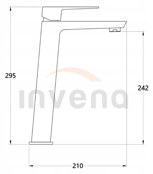 Invena Paros, baterie pentru lavoar înalt, negru mat, INV-BU-09-W04-A