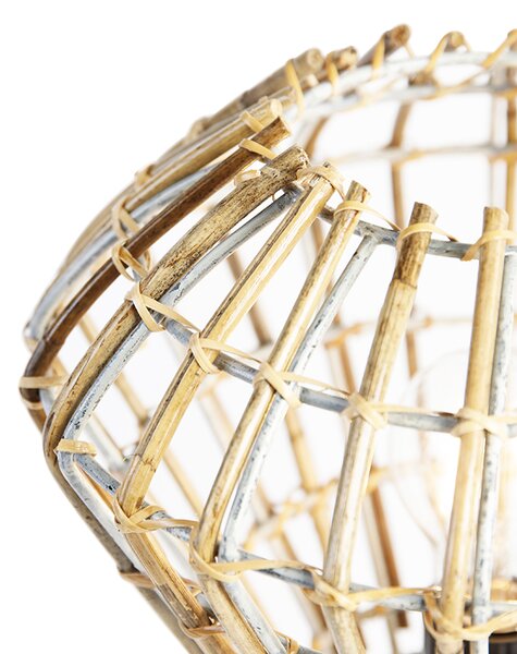 Lampă de masă rustică trepied din bambus cu alb - Canna Diamond