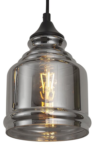 Lampa suspendată Art Deco neagră cu sticlă fumurie cu 8 lumini - Hanne