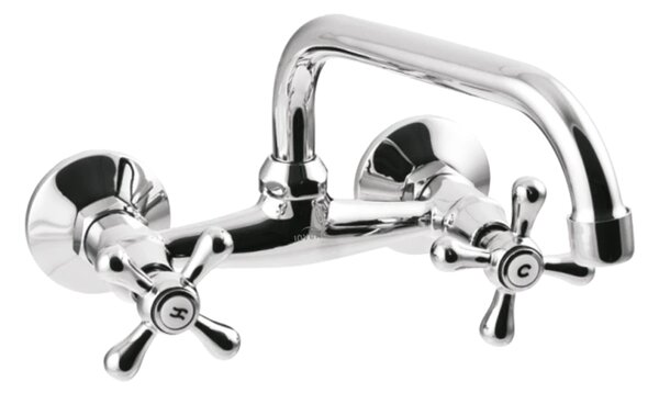 Invena Roma, baterie lavoar/chiuveta cu gura in U, lungime 200 mm, crom, INV-BC-24-00S-L