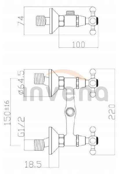 Invena Roma, baterie de dus cu set de dus de mana, crom, INV-BN-21-00S-L