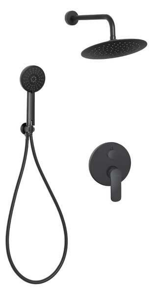 Invena Siros, set de duș ascuns cu corp cu 2 ieșiri, negru mat, INV-BS-90-013-A
