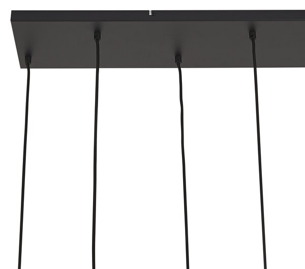 Lampa suspendată Art Deco neagră cu sticlă fumurie cu 8 lumini - Hanne