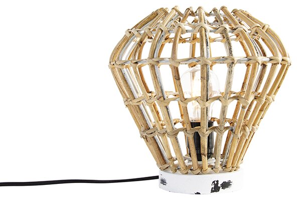 Lampă de masă rustică din bambus cu alb - Canna Diamond