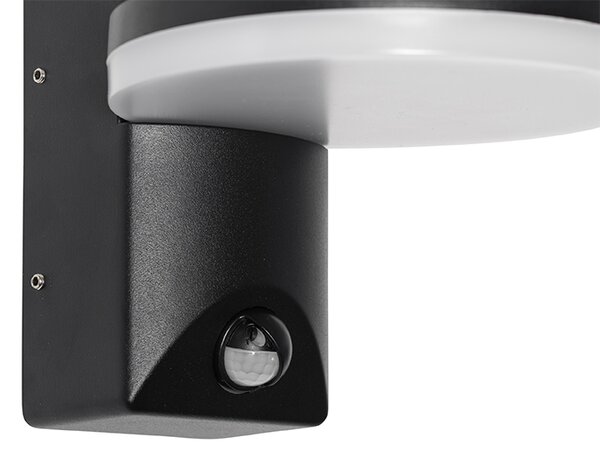 Lampă de perete exterioară neagră cu LED IP54 cu senzor de mișcare - Esmee