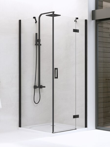 New Trendy New Renoma Black cabină de duș 90x80 cm dreptunghiular negru mat/sticlă transparentă D-0202A/D-0111B