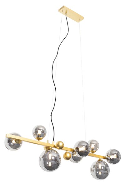 Lampă suspendată Art Deco aurie cu sticlă fumurie cu 8 lumini - David