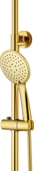 Invena Trend, set de dus cu robinet termostatic, dus cu efect de ploaie de mana si deasupra capului, auriu lucios, INV-AU-16-009-X