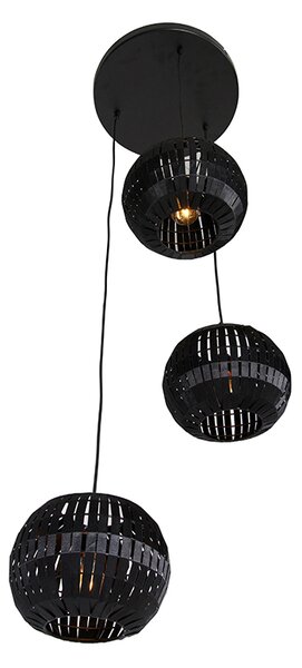 Lampă modernă cu pandantiv neagră cu 3 lumini - Zoë