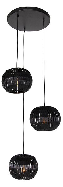 Lampă modernă cu pandantiv neagră cu 3 lumini - Zoë