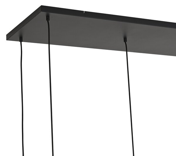 Lampă suspendată Art Deco neagră cu sticlă fumurie cu 5 lumini - Wallace