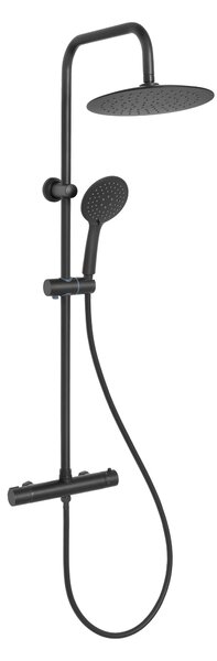 Invena Trend, baterie termostatică pentru duș Trend cu duș cu efect de ploaie Musta 25cm, negru mat, INV-AU-84-004-X