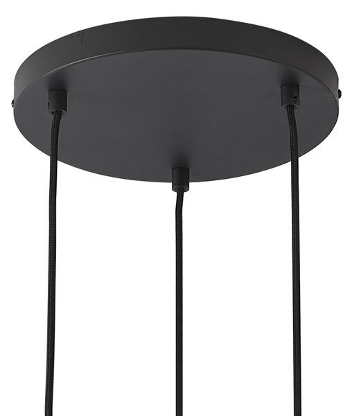 Lampa suspendată Art Deco neagră cu sticlă fumurie cu 3 lumini - Wallace
