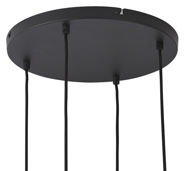 Lampă suspendată Art Deco neagră cu sticlă fumurie cu 4 lumini - Wallace