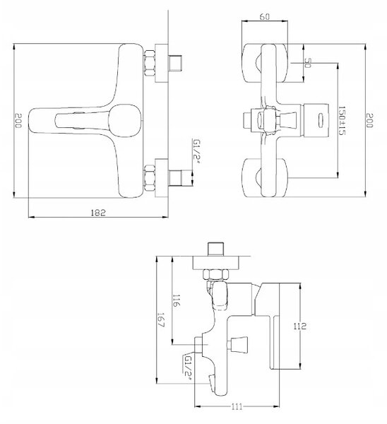 Invena Trend, baterie pentru cadă cu set de duș manual punct, cupru mat, INV-BW-02-014-V