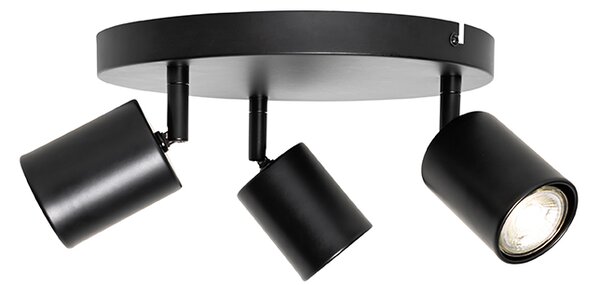 Plafoniera moderna neagra ajustabila rotunda cu 3 lumini - Java