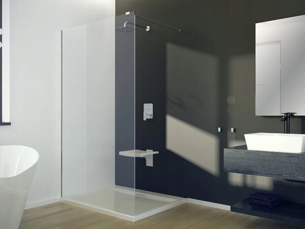 Invena Walk-In, paravan de dus 80X200cm, sticla transparenta 8mm, profil cromat, INV-AK-32-186-O