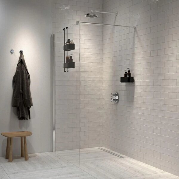 Invena Walk-In, paravan de dus 80X200cm, sticla transparenta 8mm, profil cromat, INV-AK-32-186-O