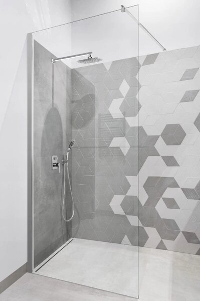Invena Walk-In, paravan de dus 80X200cm, sticla transparenta 8mm, profil cromat, INV-AK-32-186-O