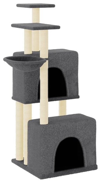 Ansamblu pisici cu stâlpi din funie sisal, gri închis, 122 cm