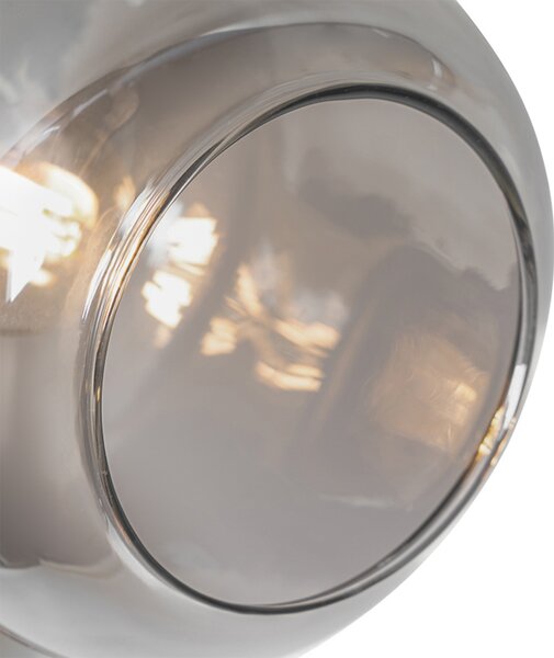 Lampa de podea neagră cu auriu cu sticlă fumurie cu 3 lumini - Zuzanna