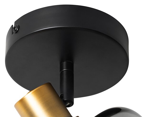 Spotlight de tavan de design negru cu auriu și sticlă fumurie - Zuzanna