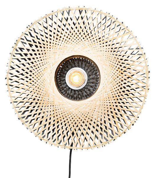Lampă de perete orientală din bambus 35 cm cu priză - Rina