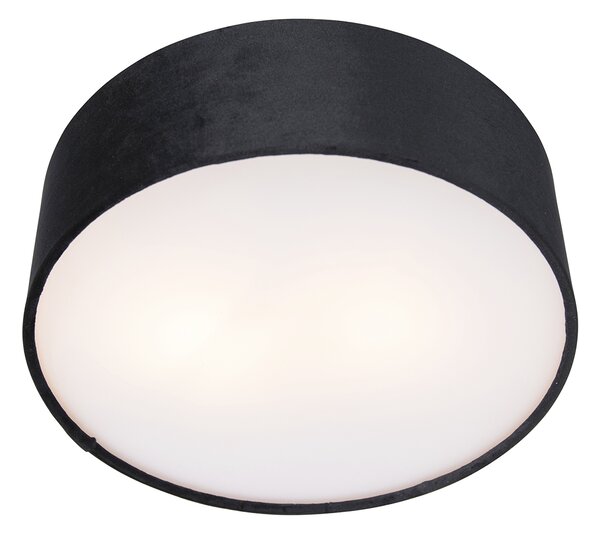 Plafoniera moderna neagra 30 cm cu interior auriu - Drum