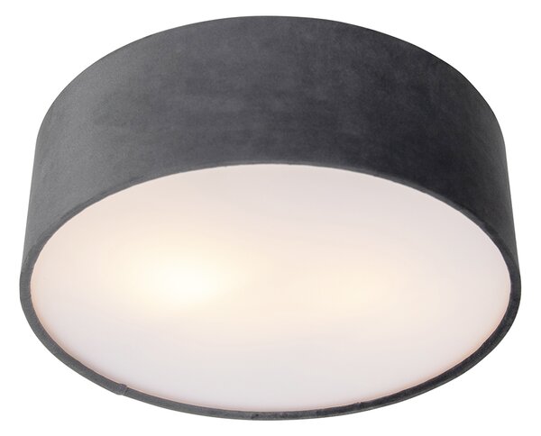 Plafoniera moderna gri 30 cm cu interior auriu - Drum
