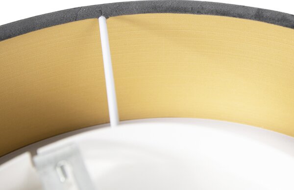 Plafoniera moderna gri 40 cm cu interior auriu - Drum