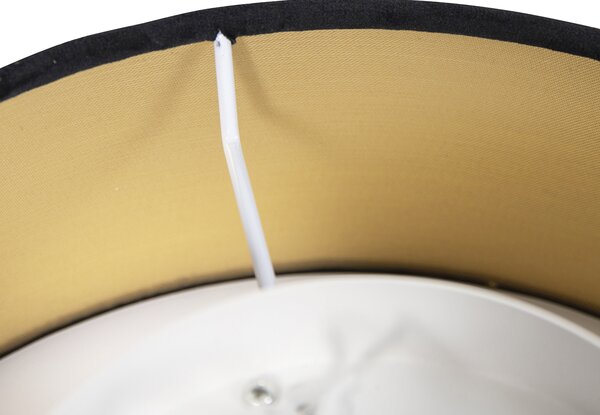 Plafoniera moderna neagra 30 cm cu interior auriu - Drum