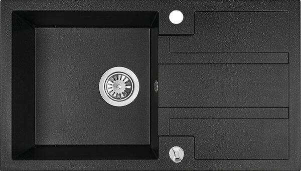 Laveo Barbados, chiuvetă din granit cu 1 cameră 760x440x194 mm, negru patat, LAV-SBB_711T