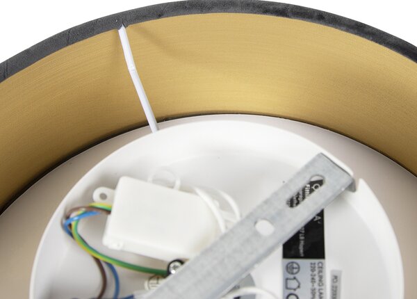 Plafoniera moderna gri 30 cm cu interior auriu - Drum