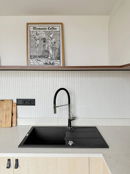Laveo Barbados, chiuvetă din granit cu 1 cameră 760x440x194 mm, negru patat, LAV-SBB_711T