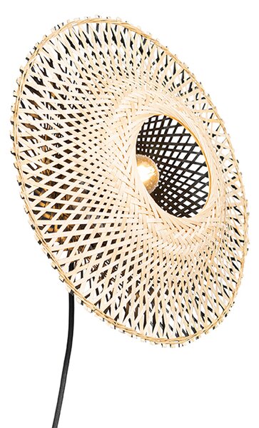Lampă de perete orientală din bambus 35 cm cu priză - Rina