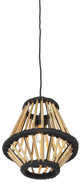 Lampă suspendată orientală din bambus cu negru 32 cm - Evalin